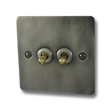 Flat Slate Effect Toggle Switch (2 Gang)